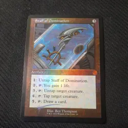 1x RETRO FOIL STAFF OF DOMINATION - Brother's WAR - MTG - Magic the Gathering - Image 1
