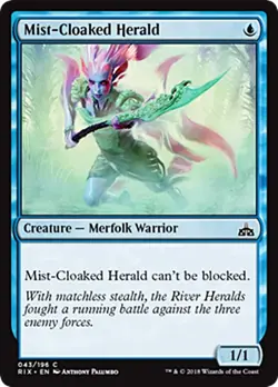 MIST-CLOAKED HERALD x4 ~ mtg NM Rivals of Ixalan 4 Comon Merfolk - Image 1