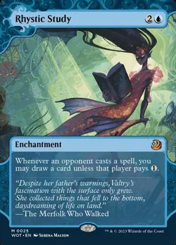 MTG Rhystic Study Borderless ** Wilds of Eldraine: Enchanting Tales ** En (NM) - Image 1