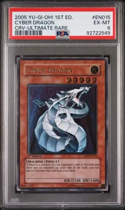 Yu-Gi-Oh Cyber Dragon CRV-EN015 Ultimate Rare 1st Edition PSA 6 - Image 1