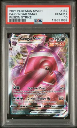 GENGAR VMAX PSA 10 GEM MINT - FUSION STRIKE 157/264 - FULL ART POKEMON CARD RARE - Image 1