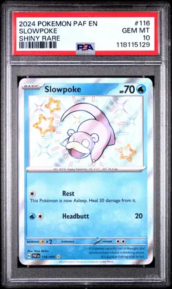 2024 POKEMON PAF EN-PALDEAN FATES #116 SLOWPOKE SHINY RARE PSA 10 - Image 1