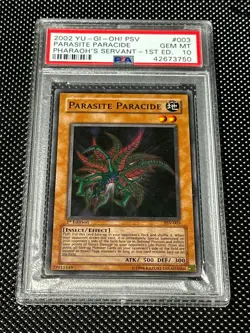 YUGIOH PSA 10 2002 Parasite Paracide PSV-003 Super Rare 1st Edition *3750 - Image 1