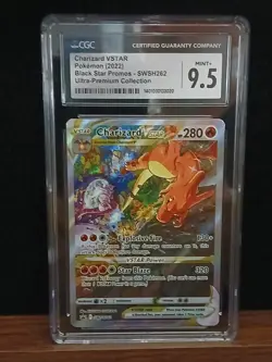 PokÃ©mon Charizard VSTAR SWSH262 Full Art Black Star Promo Card UPC CGC 9.5 - Image 1