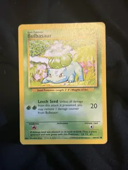 PokÃ©mon TCG Bulbasaur Base Set, Card 44/102, Regular 1999WIZARDS - Image 1