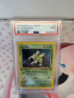 Pokemon 1999 1st Edition Jungle Scyther Holo 10/64 PSA 9 - Image 1