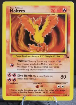 Moltres Fossil Regular Non-Holo 1st Edition Pokemon Card 27/62 - Image 3