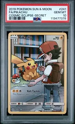 PSA 10 Pikachu Secret 241/236 Sun Moon Cosmic Eclipse Pokemon Card - Image 3