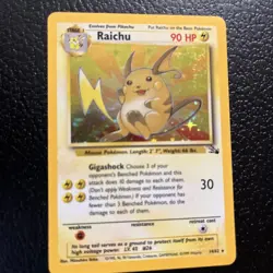 Pokémon TCG Raichu Fossil Holo Rare Card 14/62 1995, 96, 98 Mint Condition !!! - Image 1