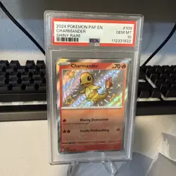 2024 Pokemon PAF en Charmander Shiny Rare Card #109 PSA 10 Graded - Image 1