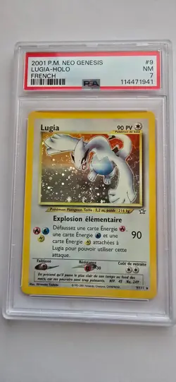 French Lugia Holo 9/111 Neo Genesis 2000 Pokemon Card - PSA 7 Rare Swirl! - Image 1
