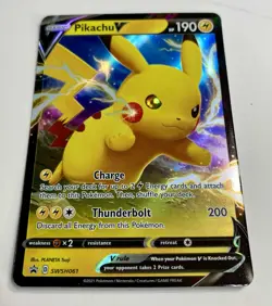 Pikachu V - SWSH061 - Sword Shield Jumbo Black Star Promo Holo Rare Pokemon - NM - Image 2