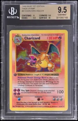 Pokemon 1st Edition Base Set Charizard Holo 4/102 BGS 9.5 - 10 Sub! Thick Stamp - Image 3