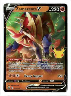 Zamazenta V 018/025 Crimped Error Celebrations Pokemon Card - Image 1