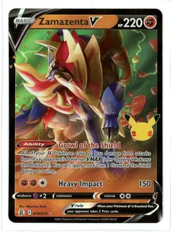 Zamazenta V 018/025 Crimped Error Celebrations Pokemon Card - Image 2