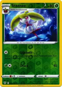 Steenee - 015/189 - Uncommon - Reverse Holo NM, English Pokemon Sword & Shield - - Image 1