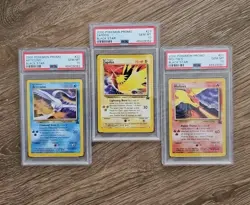 All 3 PROMOS Moltres, Zapdos, Articuno Pokemon Aoki Error PSA 10 GEM MINT - Image 1