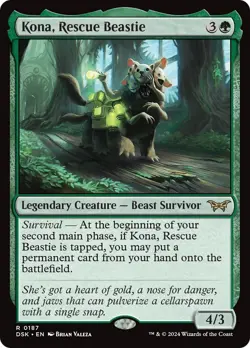 Kona, Rescue Beastie #187 Rare MTG Duskmourn: House of Horror NM English - Image 1