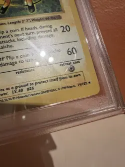 1999 Pokemon Base Set Shadowless Raichu #14 English Holo 14/102 - PSA 8 NM-MT - Image 5