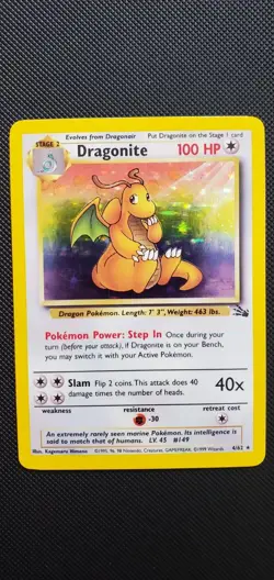 Dragonite 4/62 Fossil Unlimited Edition Holo Vintage Rare Pokémon Card 4/62 - Image 1