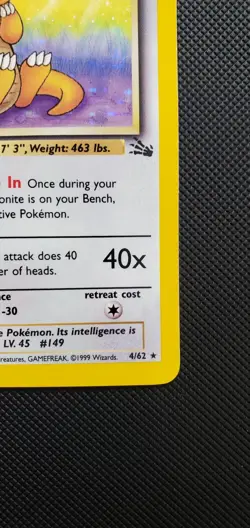 Dragonite 4/62 Fossil Unlimited Edition Holo Vintage Rare Pokémon Card 4/62 - Image 14