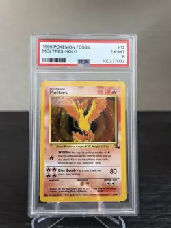1999 Pokemon Fossil Moltres Holo #12 PSA 6 EX-MT - Image 1