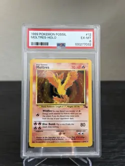 1999 Pokemon Fossil Moltres Holo #12 PSA 6 EX-MT - Image 3