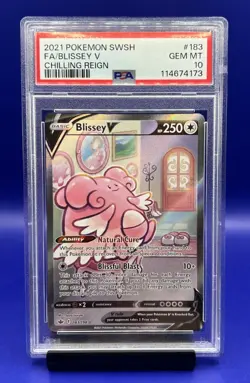 2021 POKEMON SWORD & SHIELD CHILLING REIGN #183 FULL ART/BLISSEY V PSA 10 - Image 1