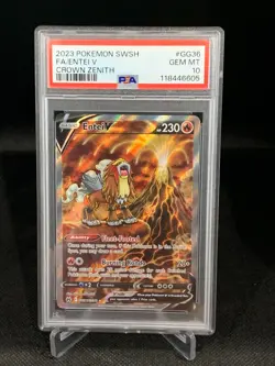 Pokemon Entei V Alt Art Crown Zenith Galarian Gallery GG36/GG70 PSA 10 GEM MINT - Image 3