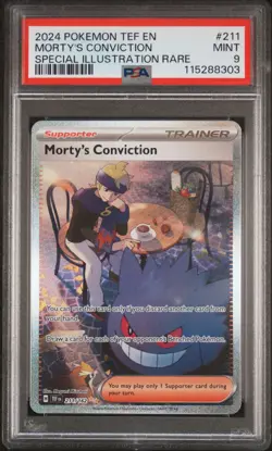 2024 POKEMON TEF EN-TEMPORAL FORCES 211 MORTY'S CONVICTION 211/162 PSA 9 - Image 3