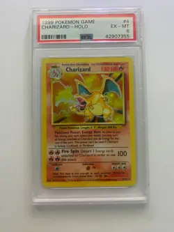 Graded 1999 Pokemon Base Set Unlimited #4 Holo Charizard. PSA 6! - Image 3