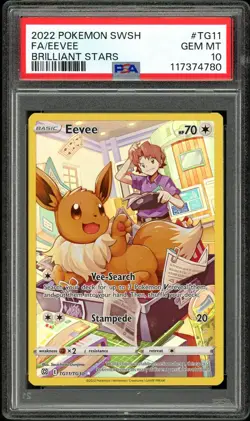 PSA 10 GEM MINT Eevee TG11 Brilliant Stars Pokemon Card - Image 1