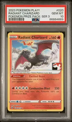 PSA 10 Gem Mint Radiant Charizard Pokemon Play! Prize Pack Series 3 - Image 1