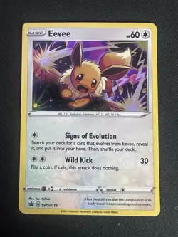 EEVEE SWSH118 Black Star PROMO card COSMOS HOLO FOIL 2021 Pokemon TCG - Image 1