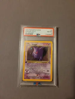 1st Edition 1999 Pokemon Fossil Gengar Holo PSA Grade 8 - Image 1