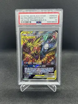 2019 Pokemon SM MOLTRES & ZAPDOS & ARTICUNO GX SM210 PSA 10 Black Star Promo - Image 1
