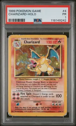 PSA 1 Charizard 4/102 Base Set 1999 Holo Rare WOTC Pokémon Card TCG - Image 3