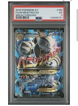 PSA 5 EX M Mewtwo EX 159/162 Full Art 2015 Pokémon XY Breakthrough Low Pop - Image 1