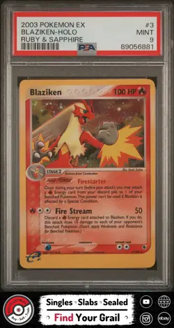 PSA 9 MINT Blaziken-Holo #3 2003 Pokemon Ex Ruby & Sapphire - Image 3
