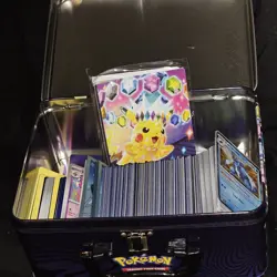 surging sparks pokémon lunchbox Tin W/ Cards, Holos, Bulk, & Small Mini Binder - Image 5