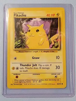 1999 Pokémon Base Set Unlimited Pikachu Yellow Cheeks 58/102 RAW UNGRADED - Image 3