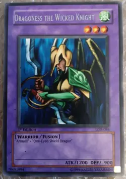 Yu-Gi-Oh! DRAGONESS THE WICKED KNIGHT - LOB-086 - RARE 1st Edition - NM - Image 3