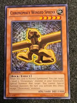 *Misprint* Chronomaly Winged Sphinx LVAL-EN009 Yu-Gi-Oh! Card 1st Ed Crimped - Image 3