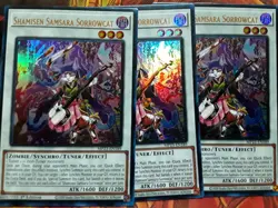 Yugioh Shamisen Samsara Sorrowcat X3 Ultra MP23-EN189 1st Near Mint Playset - Image 1