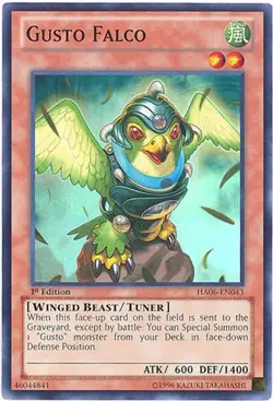 Yu-Gi-Oh Card - HA06-EN043 - GUSTO FALCO (super rare holo) - NM/M - Image 1