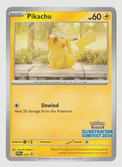 Pokemon TCG Pikachu Promo #214 Scarlet & Violet Illustration Contest 2024 - Image 1