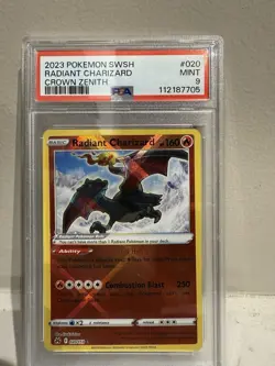 PSA 9 Pokemon Radiant Charizard 020/159 Crown Zenith Ultra Rare Holo - Image 1