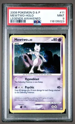 2008 POKEMON D&P LEGENDS AWAKENED MEWTWO #11/146 RARE HOLO FOIL PSA 9 - Image 1