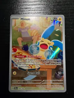 Minun Paradox Rift Holo Illustration Rare Pokémon TCG Card 194/182 - Near Mint - Image 3