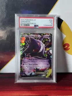 2014 POKEMON XY PHANTOM FORCES #34 GENGAR EX PSA 5 - Image 1